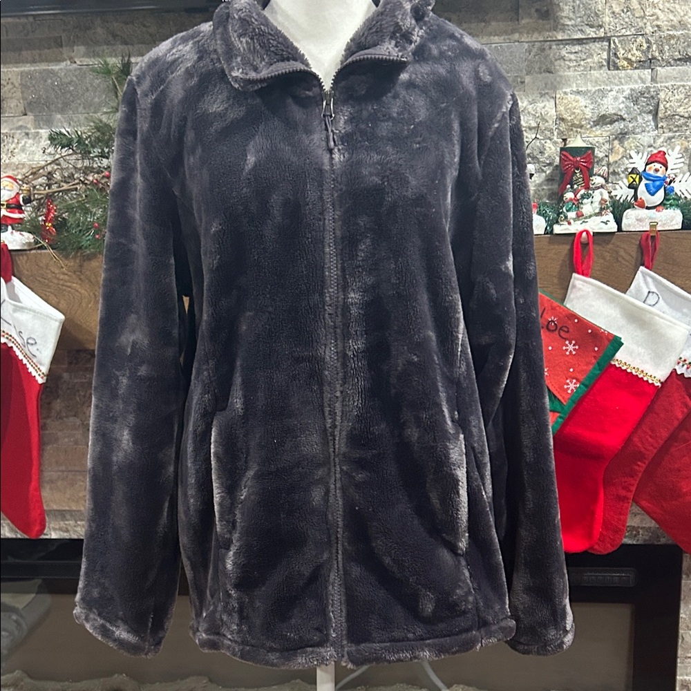 32 Degrees Heat size large zip up plush faux fur jacket